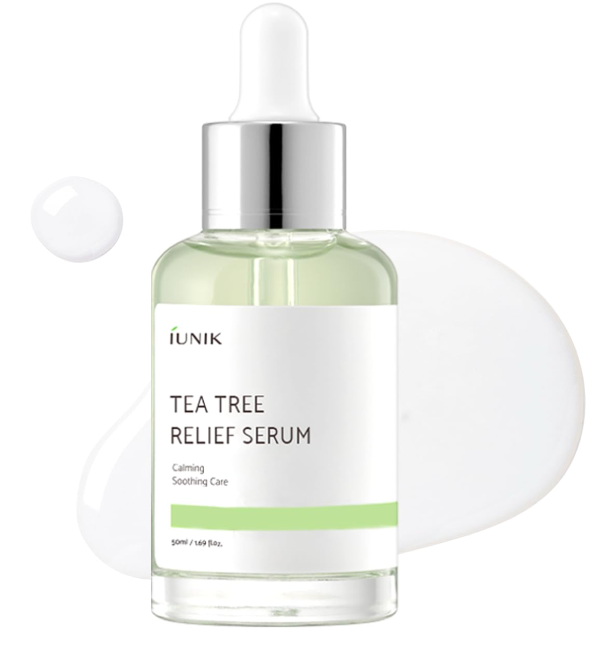 IUNIK Tea Tree Relief Serum – Tea Tree & Centella Asiatica Lightweight Vegan Ampoule for Soothing, Calming & Oil Balance, Korean Skincare for Acne-Prone Skin, 50ml / 1.69 fl oz